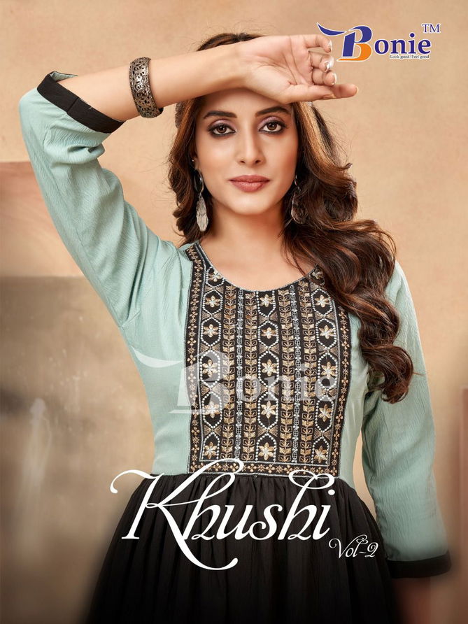 Bonie Khushi Vol 2 Fancy Designer Wholesale Anarkali Kurti Catalog
